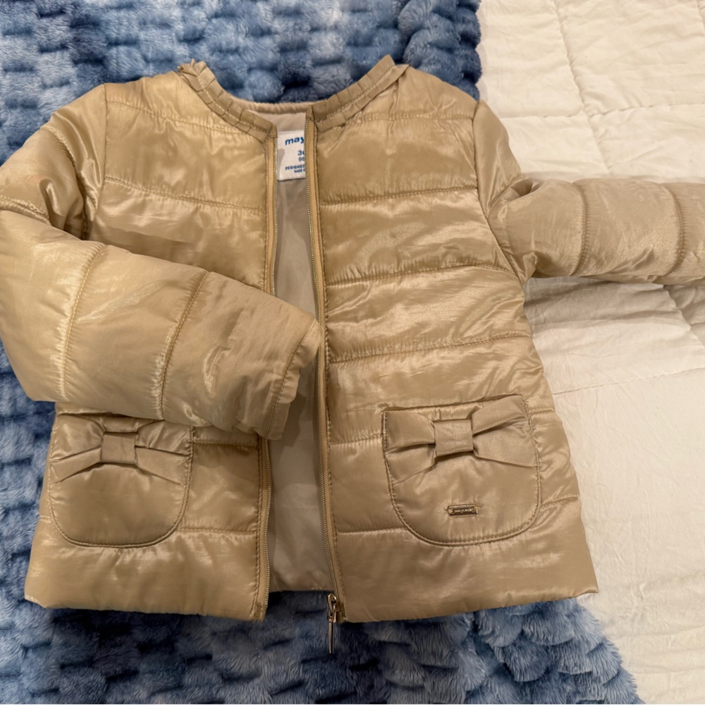 Mayoral Metallic Gold Kids Puffer Jacket